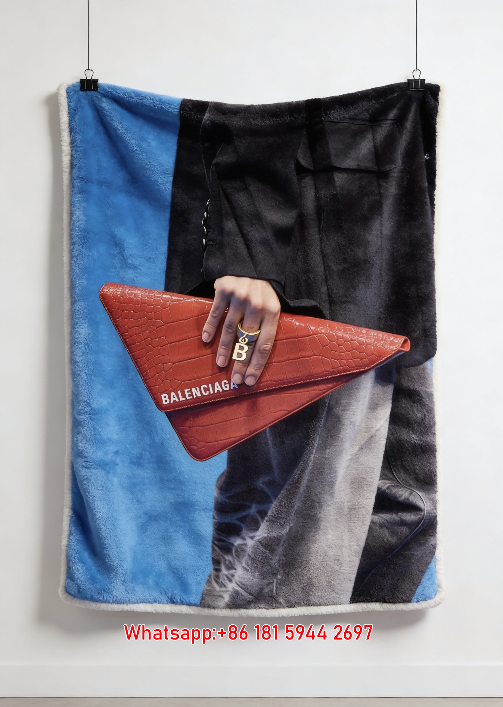 Balenciaga White Crocodile Flannel Throw Blanket for Sofa and Wall Decor BA482